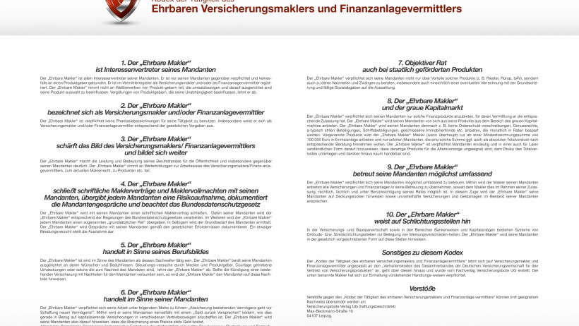 Entwurf zum Kodex Ehrbarer Makler Entwurf zum Kodex Ehrbarer Makler