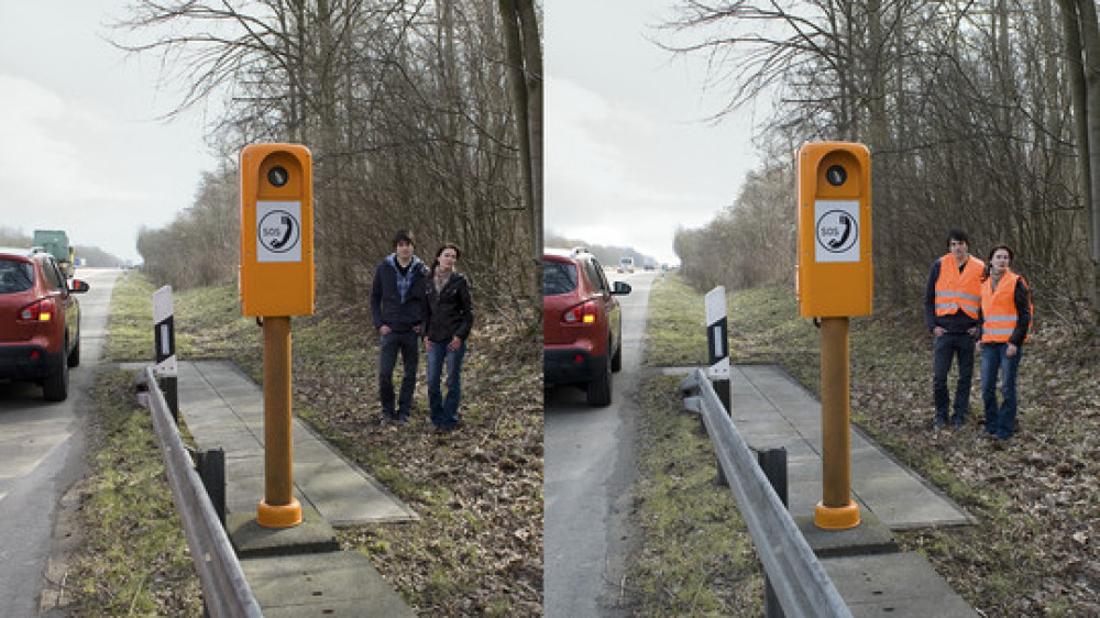 Eine Warnweste erhöht die Sichtbarkeit deutlich