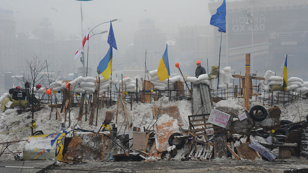 Barrikaden auf dem Maidan in Kiew Dezember 2013.