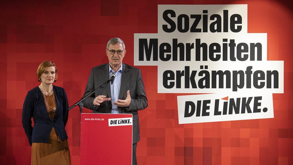 Katja Kipping und Bernd Riexinger, Parteivorsitzende der Linken, beim Treffen in Erfurt.