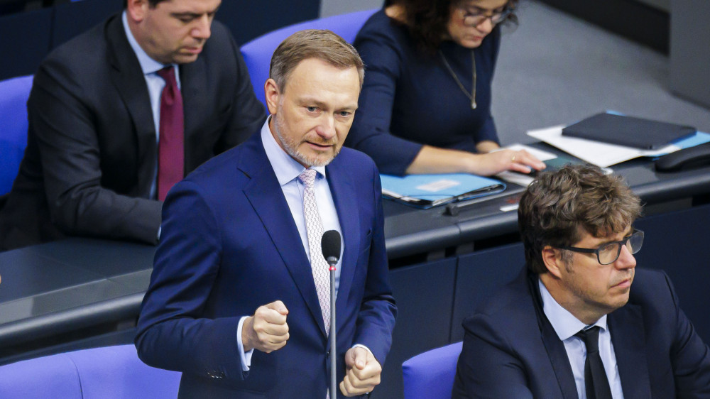 Bundesfinanzminister Christian Lindner (FDP) bei einer Rede im Deutschen Bundestag.