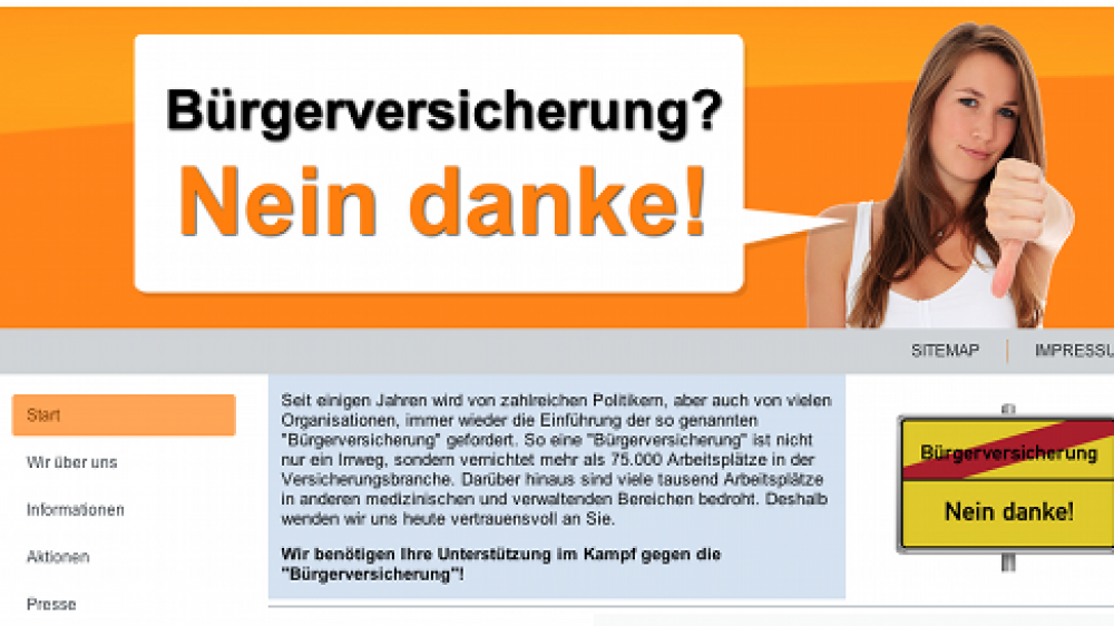 Die Initiative der PKV-Betriebsräte \"Bürgerversicherung? Nein danke!\" hat nun eine eigene Webseite.
